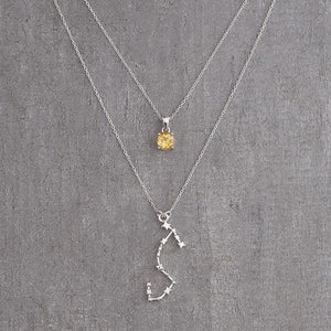 Scorpio constellation & yellow topaz birthstone pendant