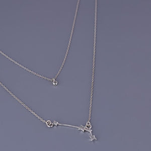 Aries diamond birthstone layered necklace