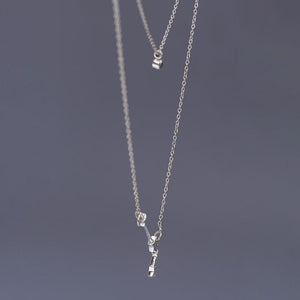 Aries constellation with birthstone layered sterling silver chain