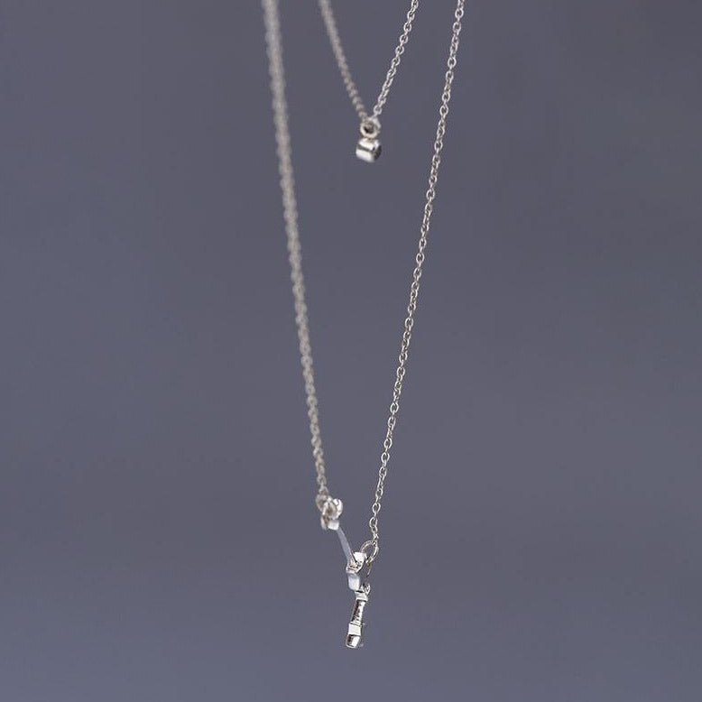 Aries constellation with birthstone layered sterling silver chain