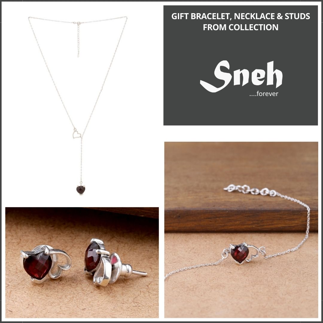 Sneh Collection necklace bracelet and stud earrings for gift