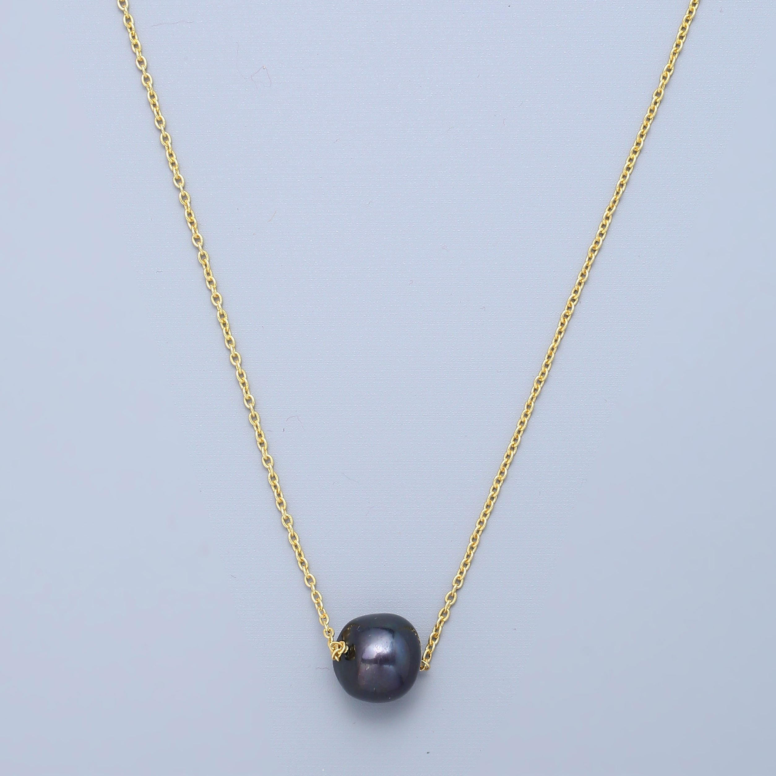 Single Tahitian Pearl Necklace - Gold Plated
