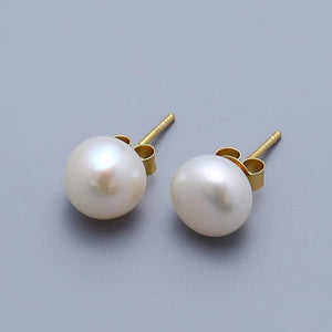 Classic White Pearl Studs - Gold