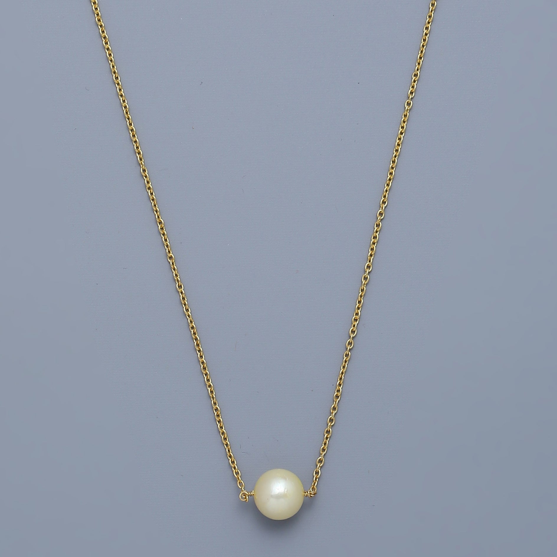 Single Line 8 Mm Pearl Gold Look Necklace – Sanvi Jewels