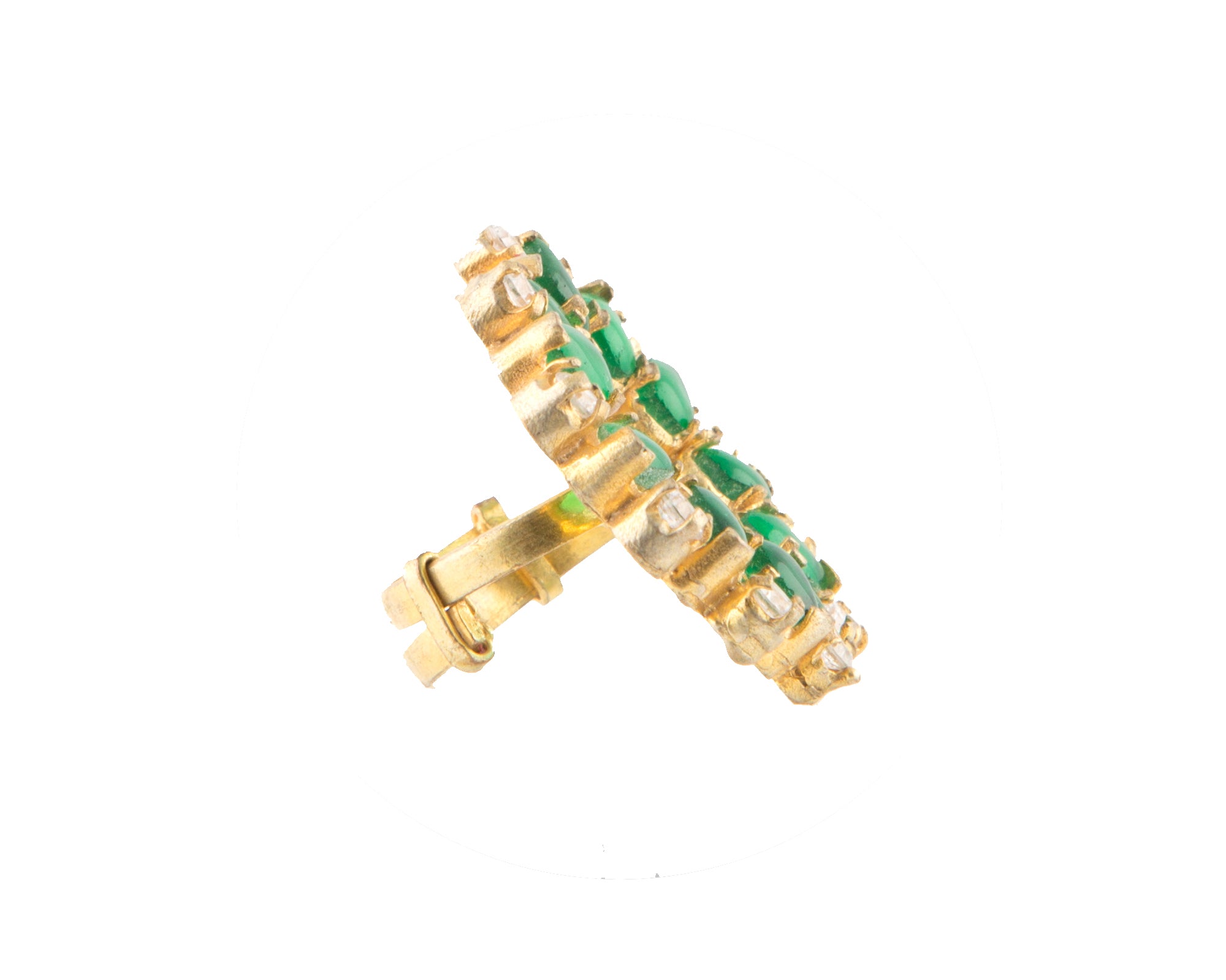 Semi-precious green garnet & white zirconia stone gold plated ring