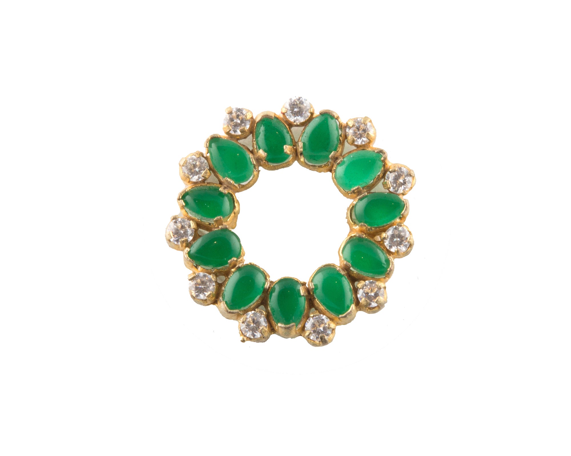Gold plated green garnet finger ring