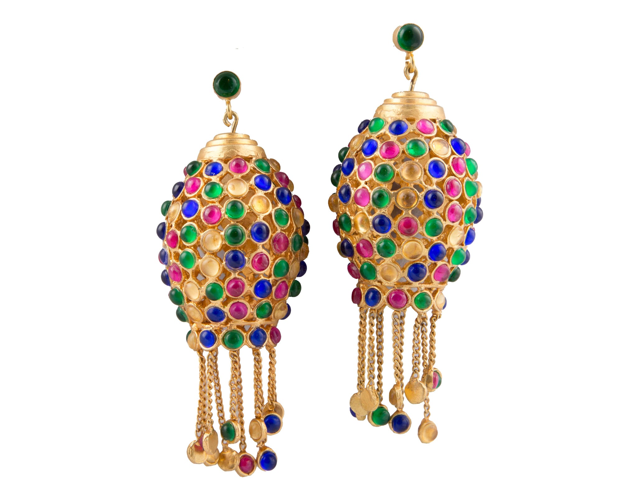 Multicolour semi-precious stones moroccan chandelier earrings