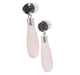 Rose quartz stone push back earrings