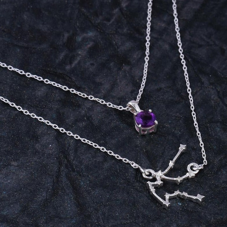 Aquarius stellar Birthstone Necklace with Amethyst - Nirwaana