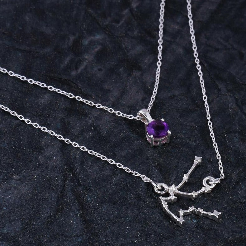 Aquarius Necklace, Aquamarine Necklace, Amethyst Necklace , Apatite Necklace,  February Birthstone, Zodiac Necklace - Etsy