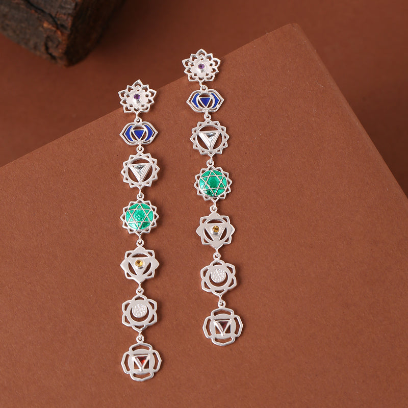 Seven Chakra shoulder duster earrings 