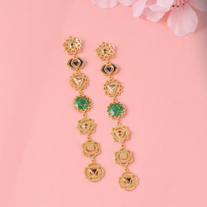 Seven Chakra shoulder duster earrings gold