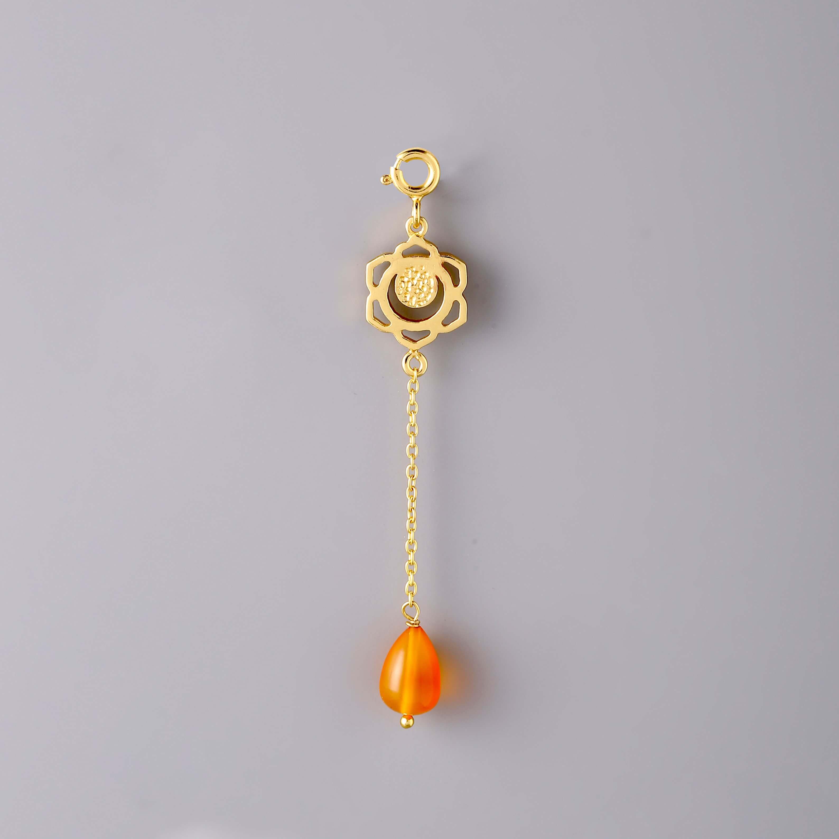 Gold Lumba Charm with Chalcendony gemstone drop