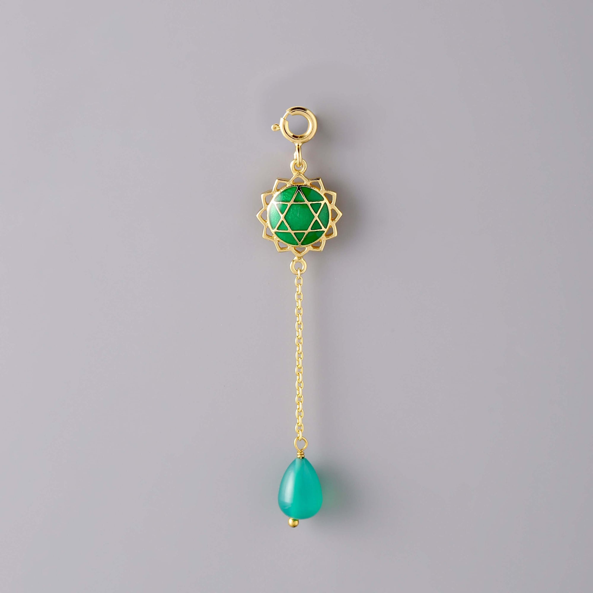 Anahata Chakra detachable gold charm with gemstone drop
