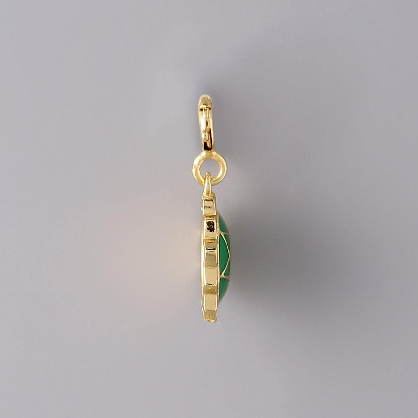 Anahata gold charm - side view