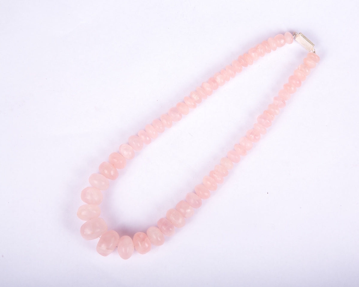 Single strand rose quartz gemstone neckpiece