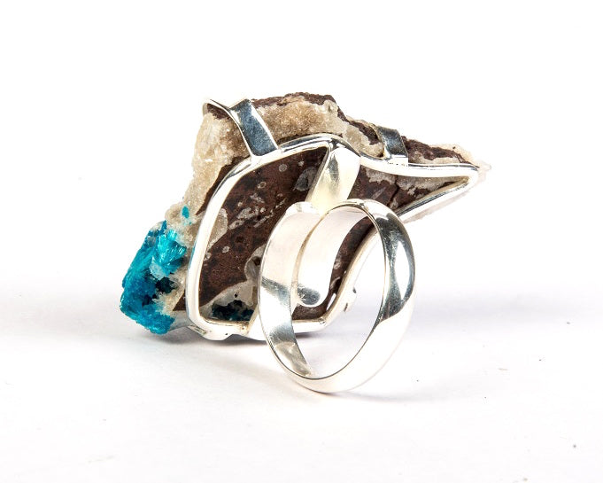 Blue rossette sterling silver ring