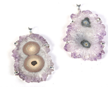 Amethyst flower druzy organic stone pendants