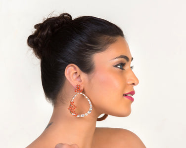 Rose gold plated hoop style earrings