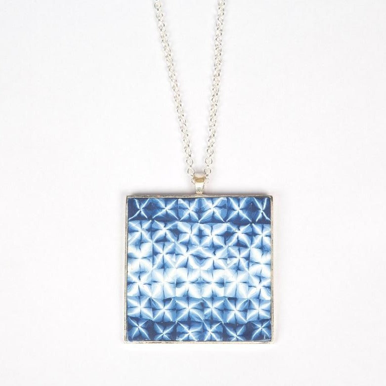 Fujino shibori pendant jewelry  midnight blue color