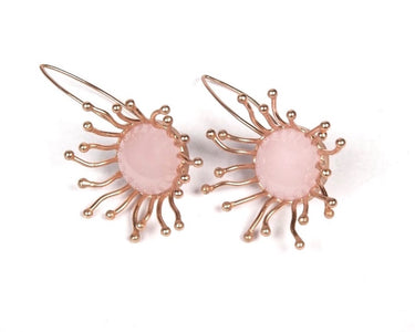Fish hoop style rose quartz earrings