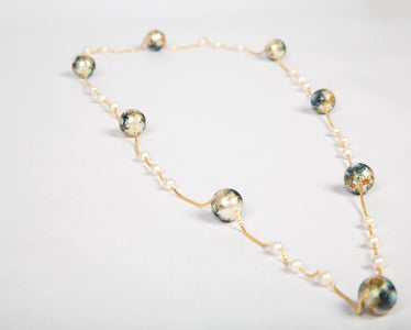 Sterling silver with gold polish meenakari pearl necklace