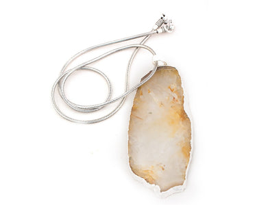 Botswana agate stone with sterling silver coated snake metal chain