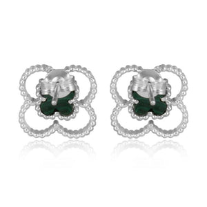 4 leaf clover studs silver - back view