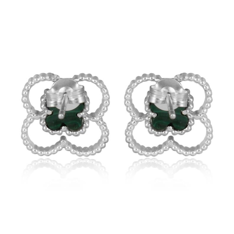 4 leaf clover studs silver - back view