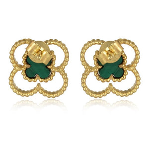 4 leaf clover earrings - 1 micron 18 carat gold plated