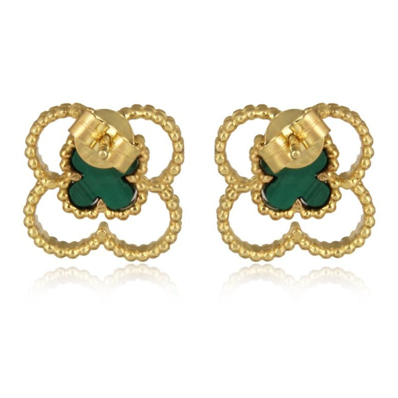 4 leaf clover earrings - 1 micron 18 carat gold plated