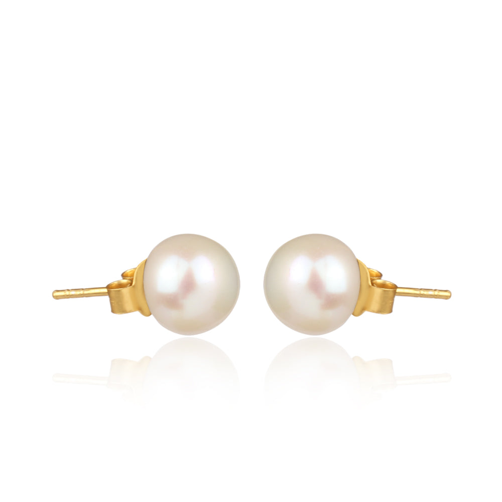 Classic White Pearl Studs - Gold Plated