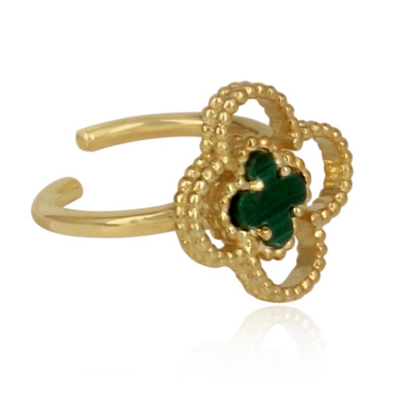 gold 4 leaf clover ring - adjustable finger ring