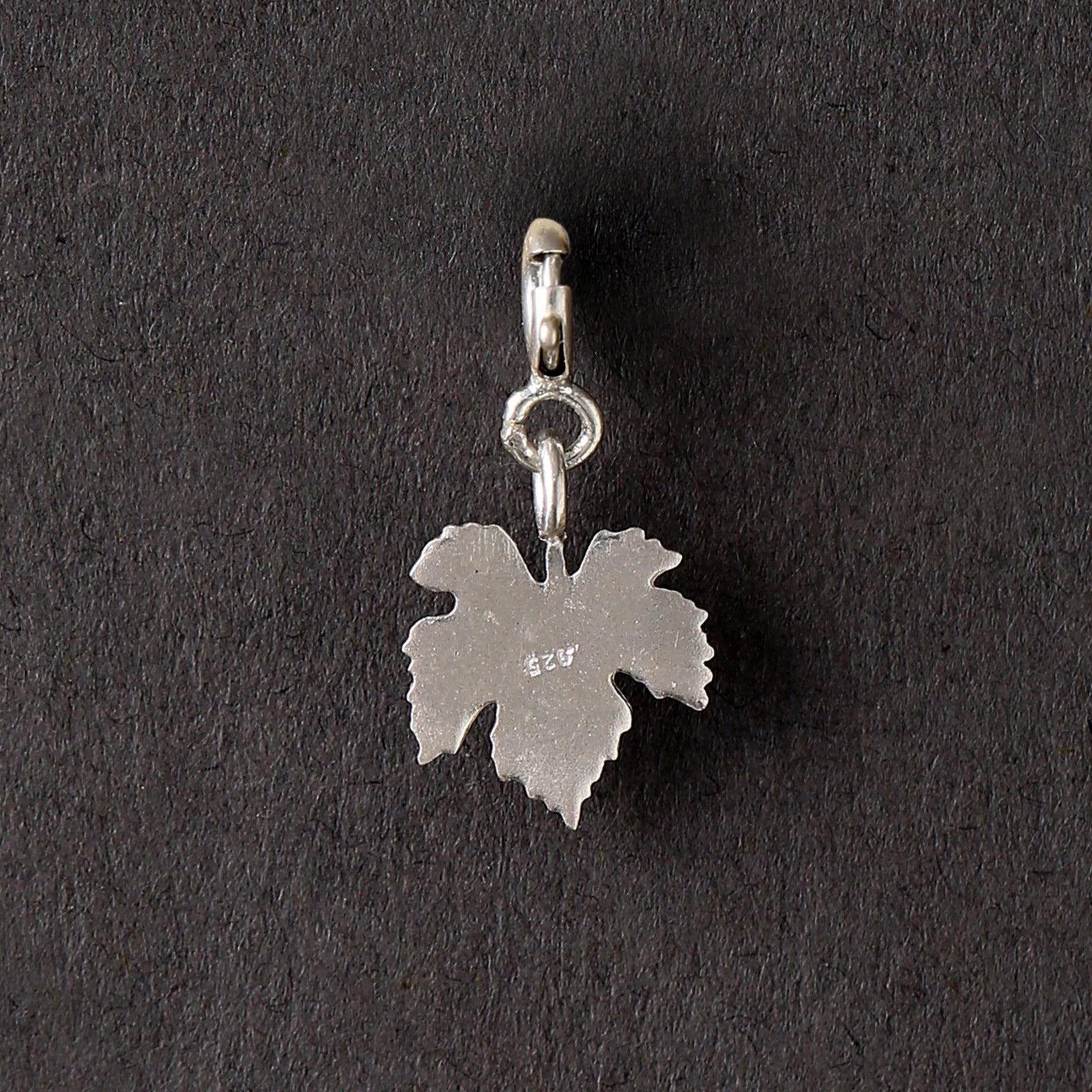 Back view of the silver detachable ivy leaf charm by Nirwaana