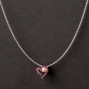Heart Necklace studded with Rubies & Pearl