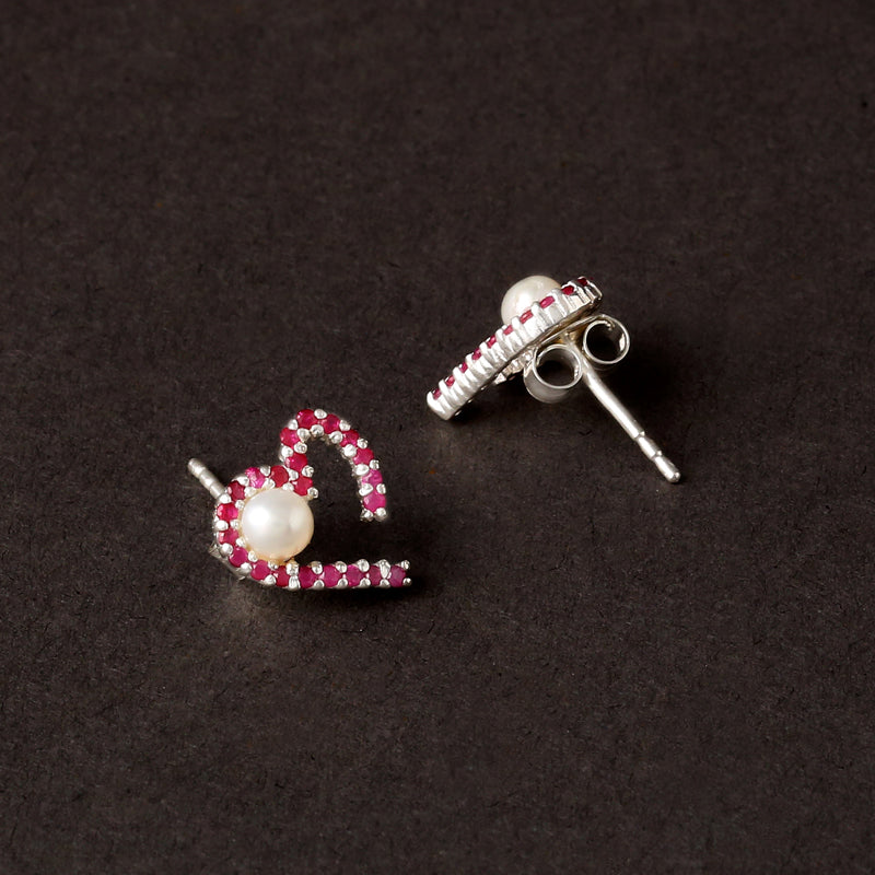 Pearl & Rubies Earrings - Studs