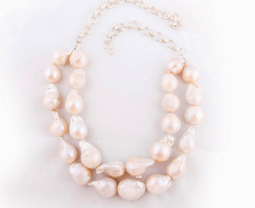 front view of baroque pearl necklace