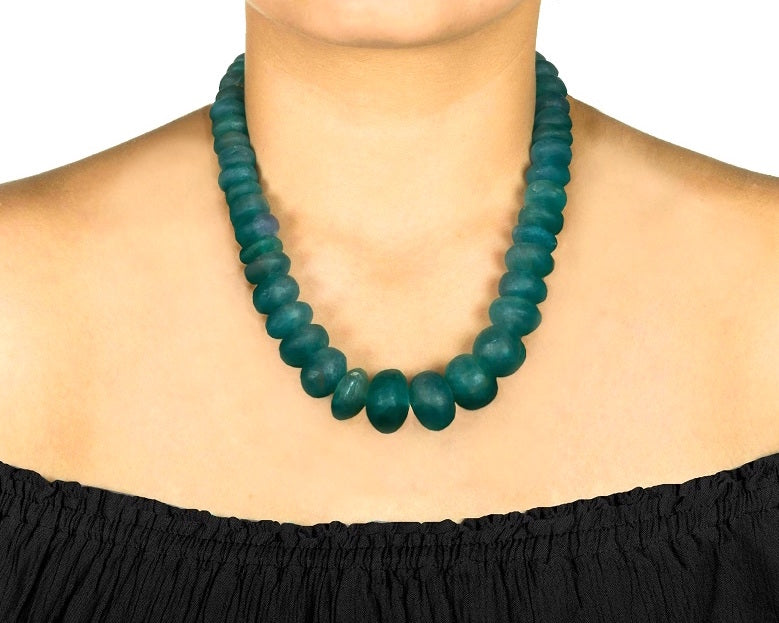 Green fluorite beaded gemstone necklace