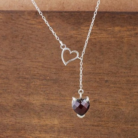 Sneh Necklace With Red Garnet Heart Nirwaana1