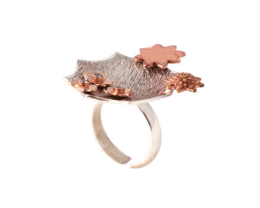 Adjustable mixed metal cocktail ring